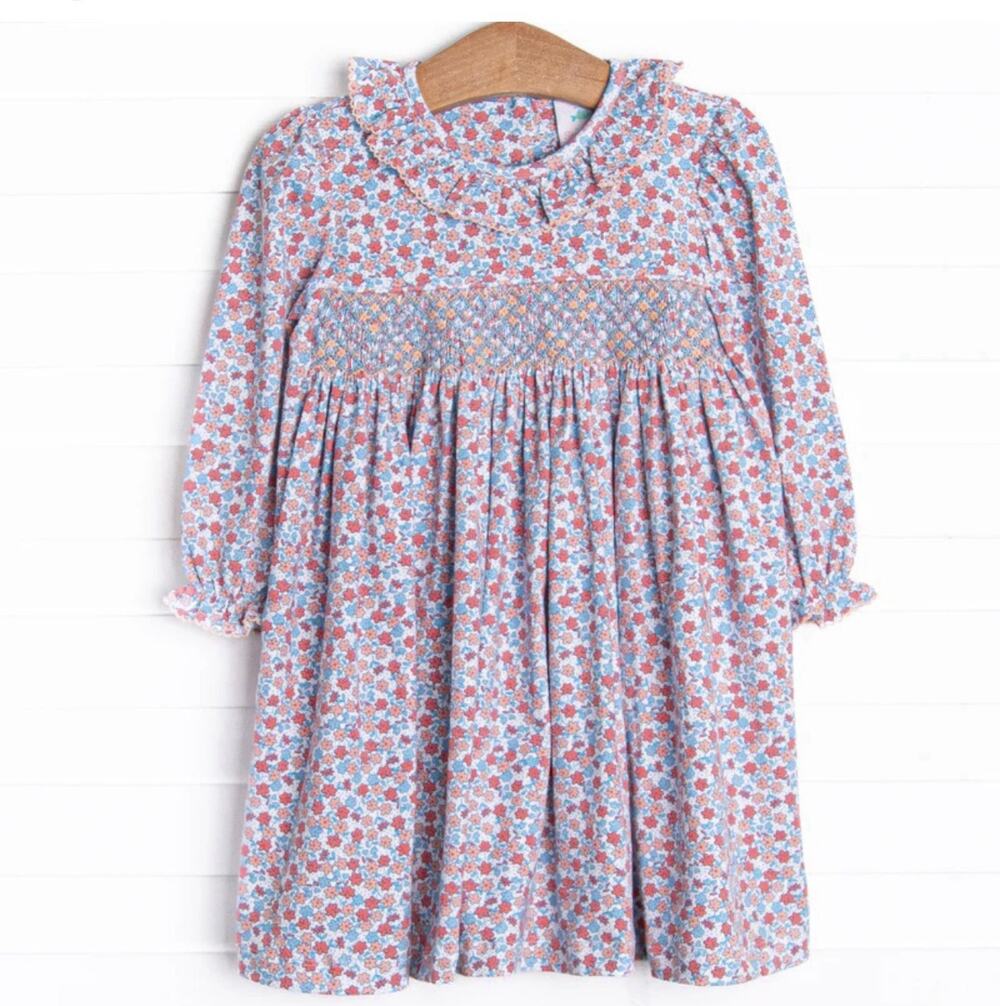 STICHY Fish Peach Petals Smocked Dress, Pink Size 5